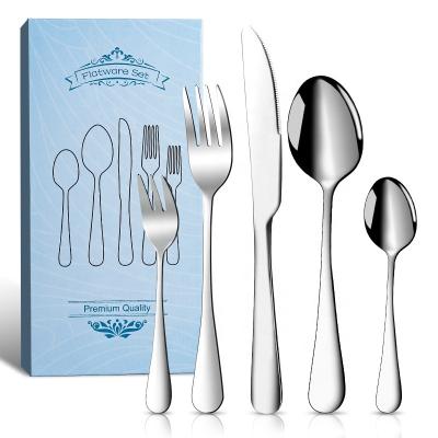 China Sustainable 20 Piece Silverware Set, Cutlery Set Stainless Steel Flatware Set for 4, Spoon Knife Fork Utensils Dinnerware Sets Dishwasher Safe for sale