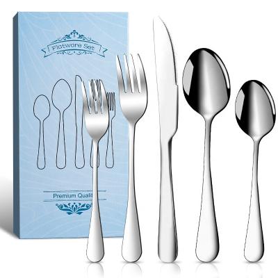 China Sustainable 20 piece silverware set, premium cutlery set stainless steel flatware sets for 4, spoons forks knives utensils dinnerware sets for sale