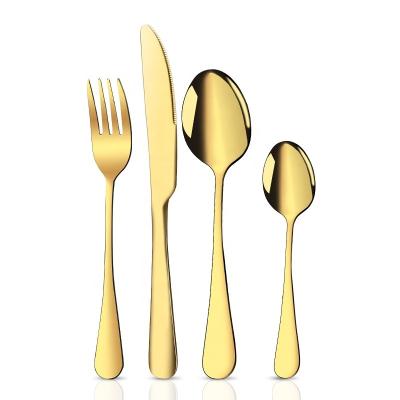 China Chengli Amazon 1010 stainless steel silverware gold dinner knife spoon fork set cuttlery viable luxury fancy cutlery set wholesale for sale