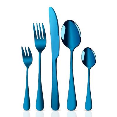 China 1010 Stainless Steel Chengli Silverware Spoon Fork Set Blue Colored Dinner Knife Nordic Viable Commercial Flatware Matte Cutlery for sale