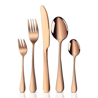 China Chengli 1010 Stainless Steel Cutlery Flatware Nordic Viable Commercial Matte Rose Gold Colored Silverware Spoon Fork Set Dinner Knife for sale