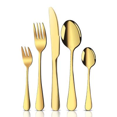 China Chengli Stainless Steel Cutlery Flatware Flatware Matte Nordic Commercial Gold Colored Silverware Baby 1010 Serving Fork Set Dinner Spoon Knife for sale