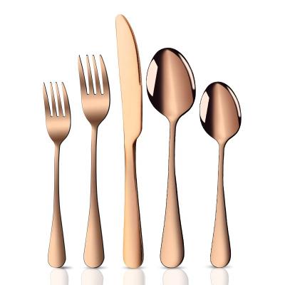 China High Quality Viable Cutlery Set Chengli 5pcs Stainless Steel Silverware Gold Knife Fork Spoon Cutlery Set Rose Gold Flatware Set Gift With Case for sale