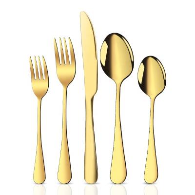 China Chengli Stainless Steel 5pcs Gold Flatware Set Gift Box Silverware High Quality Viable Gold Cutlery Set Knife Fork Spoon Case for sale