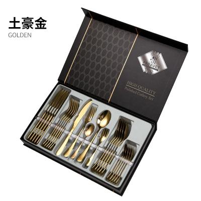 China Chengli Stainless Steel 30pcs Stainless Steel Flatware Set Gift Box Silverware Gold Knife Fork Spoon Viable High Quality Cutlery Set With Case for sale