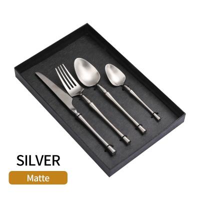 China Chengli Viable High Quality Stainless Steel 4pcs Matte Silver Box Silverware Gold Flatware Set Gift Set With Case for sale