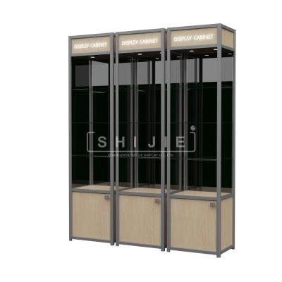 China Customized Luxury Wooden Store/Supermarket/Retail Store/Home Living Room Display Cabinet SHIJIE Custom Glass Grocery /Snack Cabinet Wine Display Cabinet for sale