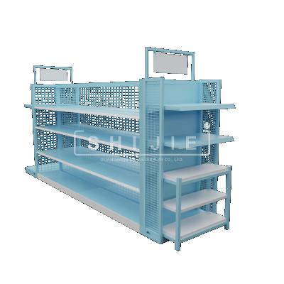 China Double Sided Environmental MDF Supermarket Display Shelving Baby Store Display Stands for sale