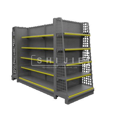 China Euro Style Supermarket Gondola Shelves Metal Double Sided OEM Display Racks Supermarket Retail Shelf for sale