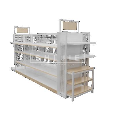 China Shijie double-sided display metal gondola shop rack for sale store shelves equipment supermarket shelf for sale