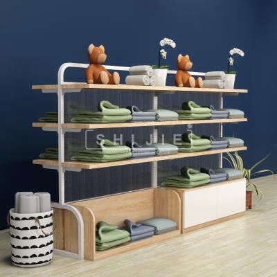 China Shop/Supermarket/Retail/Store Furniture Customized Wooden Design Pharmacy SHIJIE Clothes Grocery Store /Snack Shop Kids Clothes Rack Display Metal Display for sale