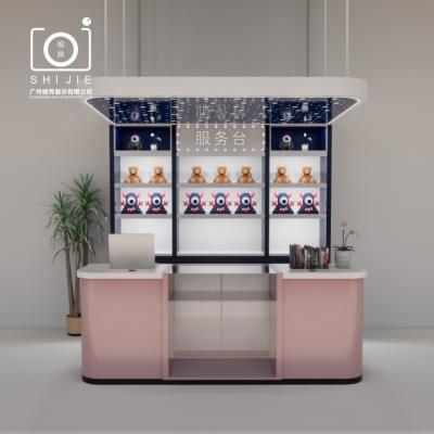 China OEM SHIJIE Front Reception Desk Modern LED DISPLAY Store Checkout Counter With Display Factory Cheap Price for sale