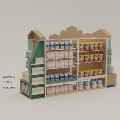 China Double Sided Wooden Shelves Store Supermarket Supplies Shelves / Gondola Supermarket Shelf for sale