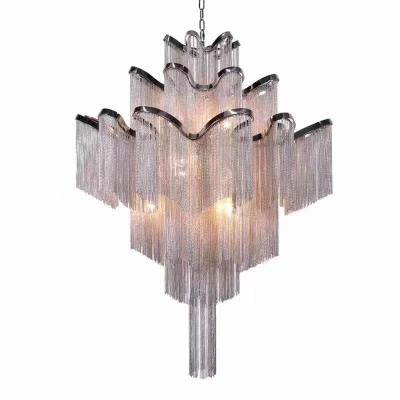 China Luxury Mid Century Chandeleir Led Lighting Silver Color Large Size for sale