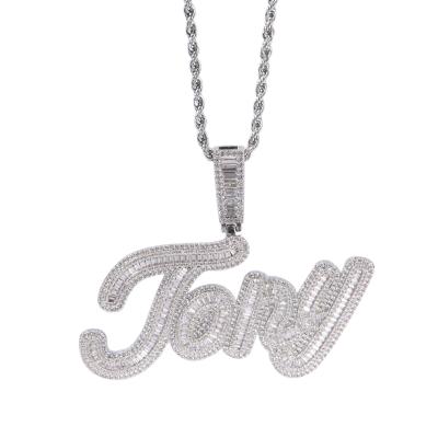 China Custom Zirconia Diamond Stack Nameplate Bling Hiphop Nameplate Personalized Necklace for sale