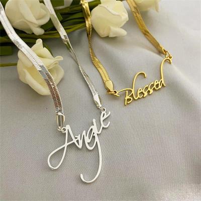 China CLASSIC CLASSIC Personalized Custom 18k 24K Gold Plated Snake Nameplate Letter Necklace for sale