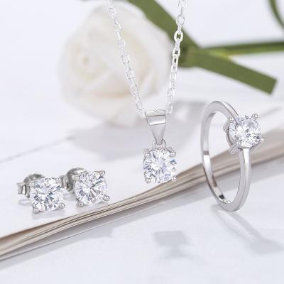 China CLASSIC 925 Sterling Silver Fine Jewelry Gold Earring Rings Necklace Women Fine Jewelry Sets for sale