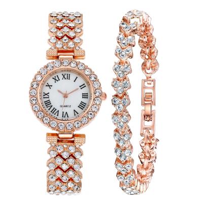 China Vintage Vintage Female Jewelry Set Rose Gold Set Watch Lady Fashion Luxury Gift Brand Women Crystal Bracelet Necklace Sets Quartz Watch for sale