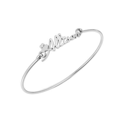 China CLASSIC CLASSIC Hip Hop Customize Letter Charm Name Bangle DIY Stainless Steel Bangle Women Banger Bling Bling Jewelry for sale