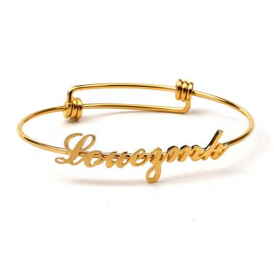 China CLASSIC CLASSIC Custom Stainless Steel Gold Plated Personalized Adjustable Letter Name Bracelet for sale