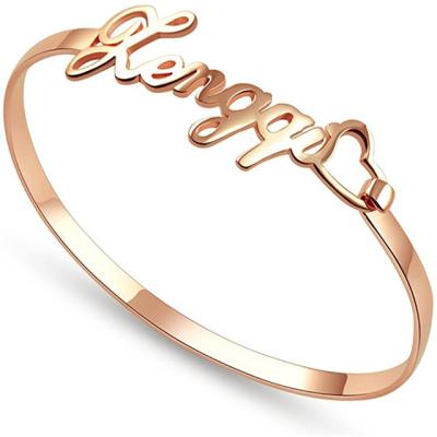 China Wholesale CLASSIC CLASSIC Personalized Stainless Steel Hollow Out Custom Name Bracelets And Bangles Gold Plated Bangle for sale