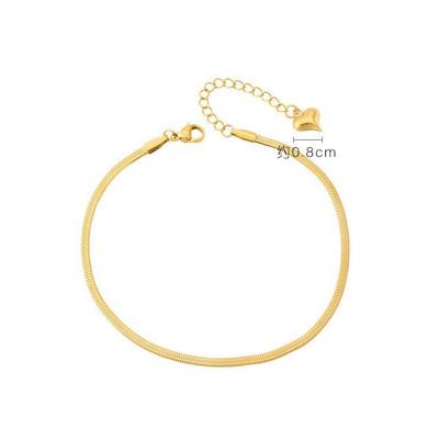 China 2021 Hiphop Hiphop Stainless Steel Gold Snake Flat Chain Ankets Anklets And Bracelets Wholesale 18K For Women for sale