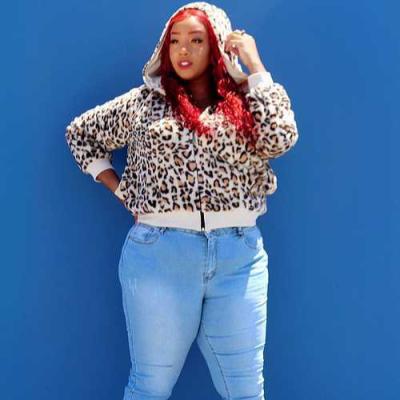 China Dropshipping New Arrivals Plus Size Women's Autumn Leopard Print Hooded Sportswear Plus Size Coat for sale