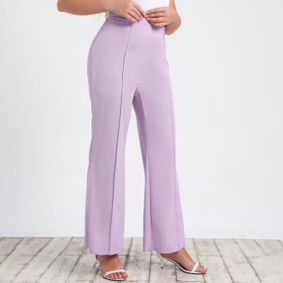 China New Arrivals Dropshipping Autumn Purple Knitted Wide Leg Elastic Plus Size Casual Women's Waist Pants for sale