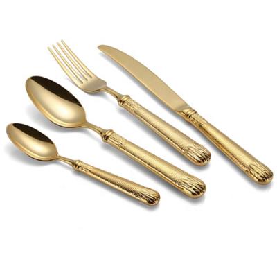 China 2019 Viable New Style Stainless Steel Handle Gold Silver Plated 20 Pieces Camping 18 10 Flatware Sets For Wedding for sale