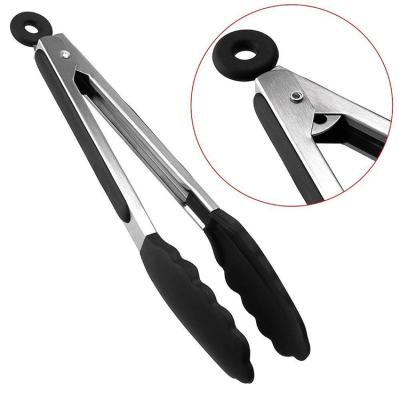 China Hot selling stainless steel viable with silicone food head tongs grill tongs for barbecue and cooking with good quality for sale