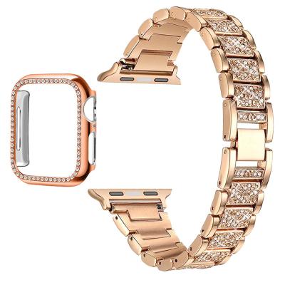 China Stainless Steel For Apple Watch Band Series 6 Lady Diamond Band Strap 5 4 3 2 1 Women For iWatch 6 44MM 40MM 42MM 38MM Stainless Steel Strap for sale