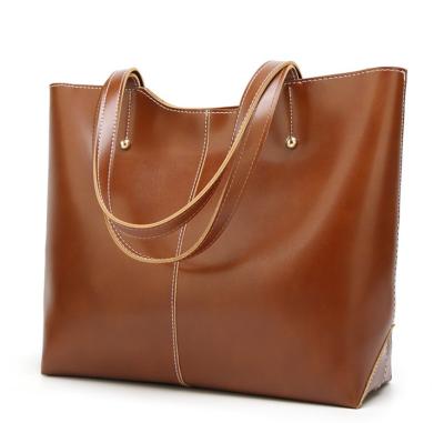 China PU Large Capacity Soft Tote Leather Handbag For Ladies for sale