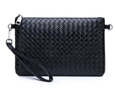 China Women's Faux Leather Pattern Faux Leather Vegan Weave Clutch Bag Purse Purse Wallet Black Large for sale