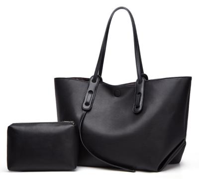 China PU one set of bags with purse and Tota bag in black color for sale