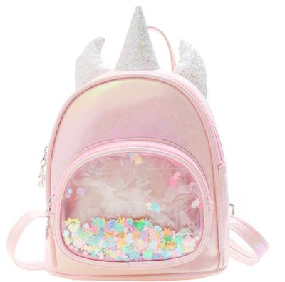 China Cute PU New Cartoon Sequin Mini Unicorn Girls Backpack for Kids Baby Backpack in Kindergarten for sale