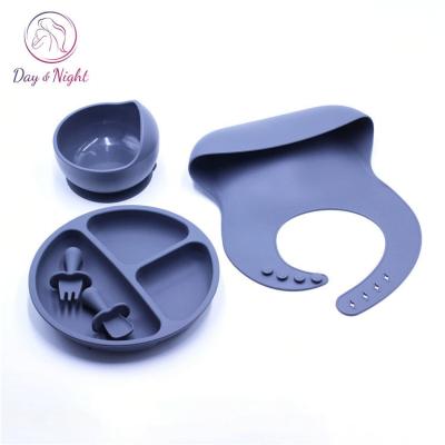 China Children's Food Grade Bowl Dish Spoon Fork Bib Set Baby Feeding Tableware MY02B010 for sale