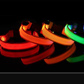 China Pet Dog Collar Night Safety LED Nylon Nylon Flashing Glow Dog Cat Collar Small Designer Products LED Pet Supplies For Dogs Collar for sale