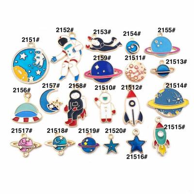 China Wholesale Enamel Moon Rocket Alloy Constellation Star Astronaut Planet Charm For DIY Jewelry Making 2151 for sale