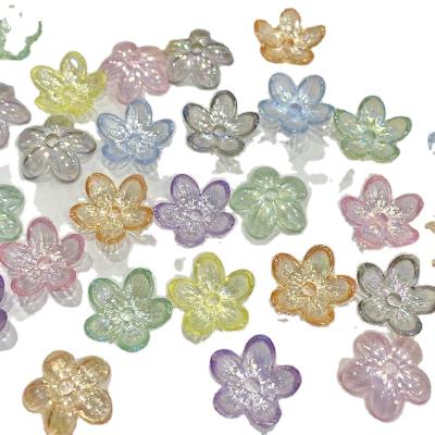 China AB Coating 12mm Acrylic Plastic Transparent Flower Bead Caps For Jewelry Making DIY for sale