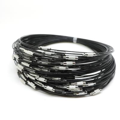 China For Charm Hanging Pendants Wholesale Black 1mm Steel Wire Rope Choker Necklace For Jewelry Pendant for sale