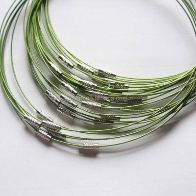 China For Charm Hanging Pendants Colored Thin Plastic Wrapped Wire Rope Necklace for sale