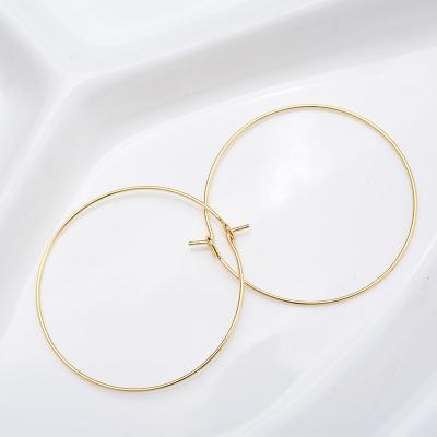 China Fashion 14K Gold Filled Copper Wire 35mm Hoop Earrings For Pearl Diy Jewelry 14Kh001 for sale