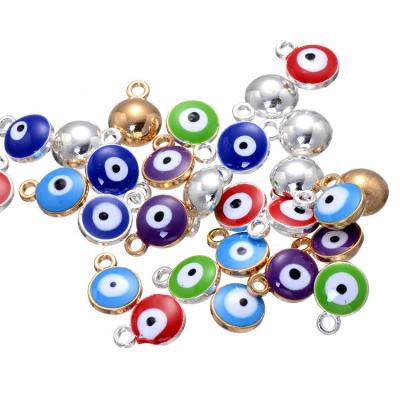 China Wholesale DIY Ornaments 6mm 10mm Enamel Evil Eye Alloy Charm For DIY Jewelry Making EA001 for sale