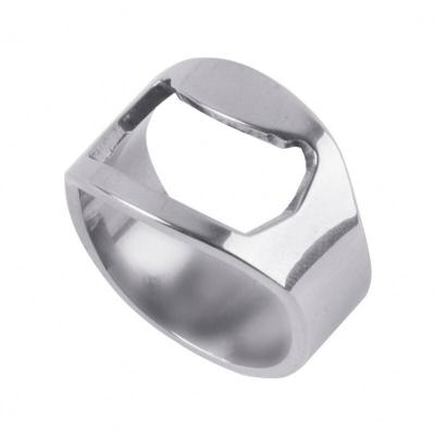 China Sustainable Kitchen Tool Custom Engraved Logo Stainless Steel Finger Ring Beer Bottle Opener for sale