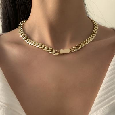 China Chain Choker Necklace Women Cuban Link Chain Choker Necklace European Hip Hop Street Rap Gold Female Urban Environmental Friendly Jewelry for sale