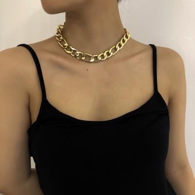 China Fashion Statement Jewelry Environmentally Friendly European Hips Hops Thick Chunky Chain Women Choker Collar Gold Punk for sale