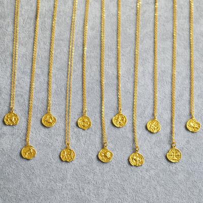 China 12 Zodiac Astrology Coin Necklace 12 Horoscope Coin Zodiac Necklace Gold Plated Hot European Environmental Friendly Retro Vintage True for sale