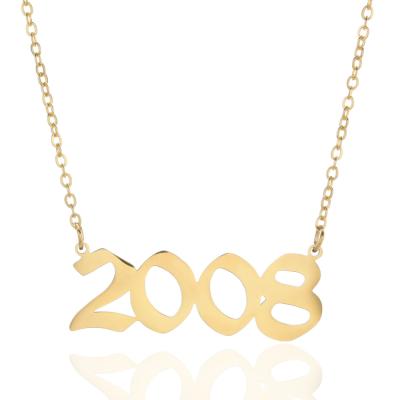 China European Hot Selling Special Custom Made Environmentally Friendly Stainless Steel Number Year Necklace Birthday Party Gifts Birth Year Necklace for sale