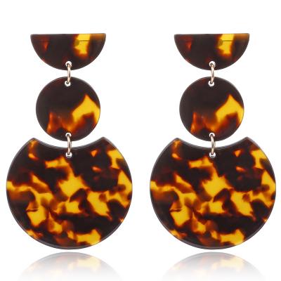 China Women's Nickel Free Lead Free Jewelry Statement Acetic Acetate Panel Geometric Round Acrylic Drop Earrings Round Acrylic Leopard Print Dangle Earrings for sale