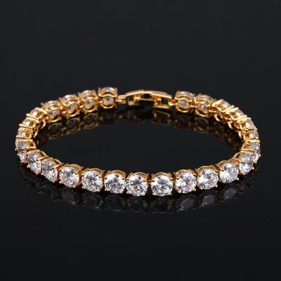 China European Environmental Friendly Bling Glitter Gorgeous Zircon Iced Out Bracelet Claw Setting CZ Stone Tennis Chain Bracelet For Women for sale